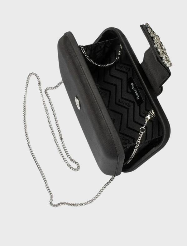 Emmy Crystal Trim Clutch - Black
