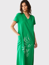 Rubber Printed Dress - Emerald