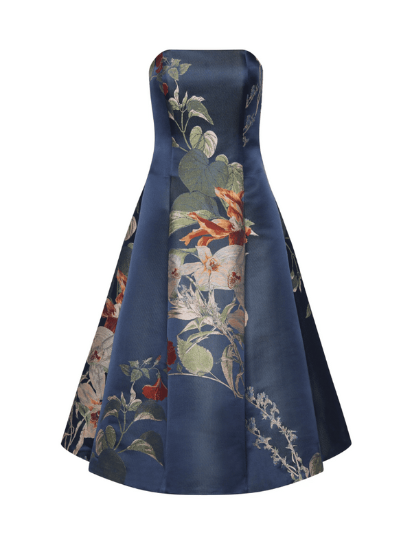 Autumn Strapless Dress - Navy-Floral