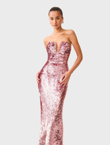 Alissa Sequin Strapless Gown - Pink