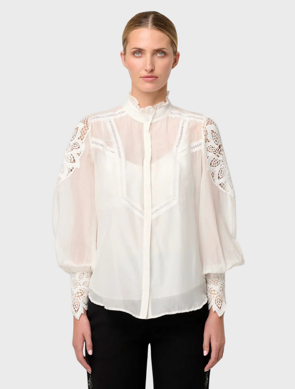 Sevilla Cotton Silk Custom Lace Detail Shirt – Blanca