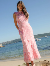 Monique High Neck Gown - Pink