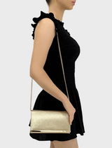 Maddie Metallic Embossed Foldover Clutch - Gold