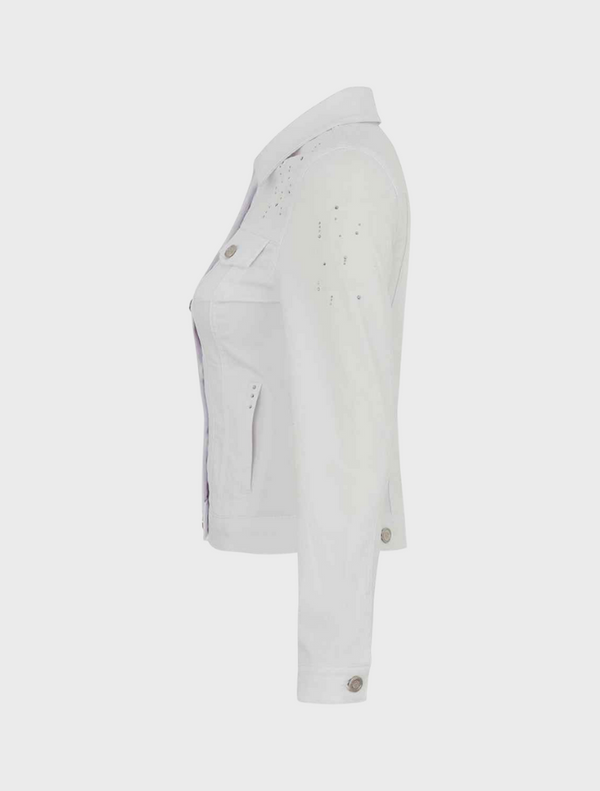 Denim Jacket with Embellishments – White