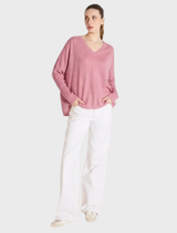 Camille V Neck Sweater - Dragon Fruit