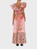Frill Neck Dress With Hardware - Pink Porto