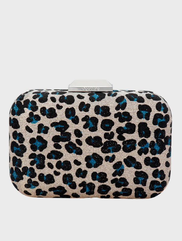 Jayne Leopard Print Clutch - Blue
