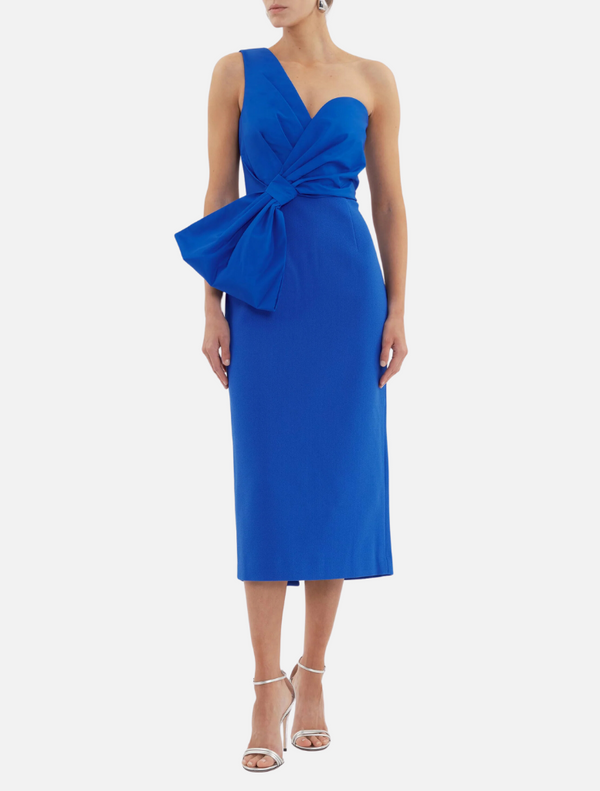 Antonella One Shoulder Midi Dress - Cobalt Blue