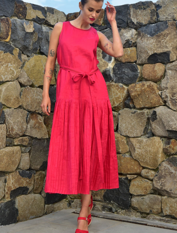 Pleat & Tidy Dress - Rose