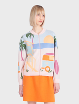Jacquard Bomber Jacket, Urban Fun Pattern - Light Pink