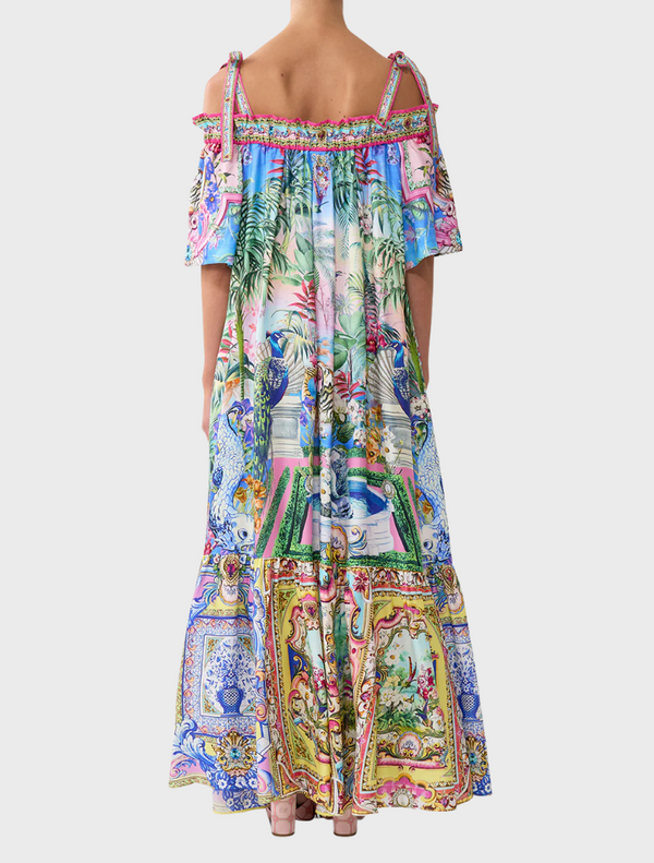 Long Off Shoulder Frill Dress With Straps - Spirit Of Santa Maria