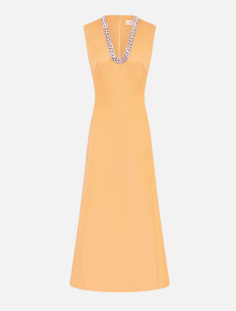 Nicola Embellished Midi Dress - Ochre