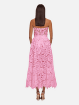 Emilia Lace Bustier Midi Dress - Candy Pink