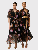Ceres Sheer Viscose Chiffon Dress - Sunset Orchid