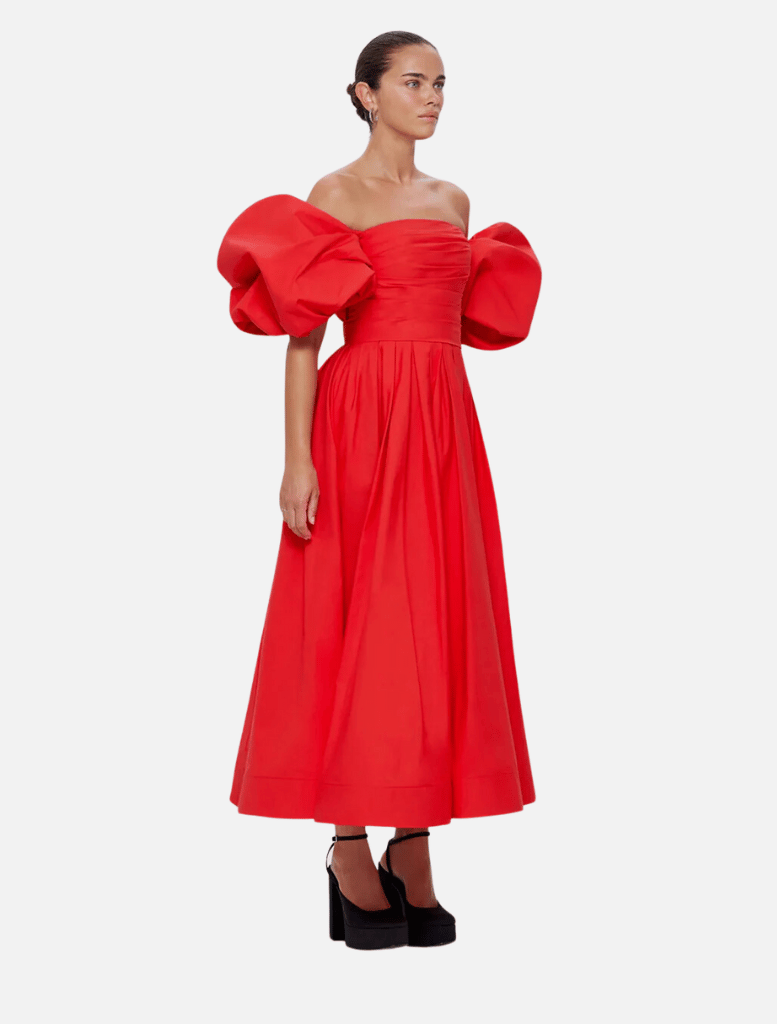 Matilda Puff Sleeve Dress - Red