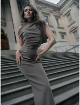 Rowana One Shoulder Gown - Slate