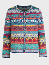 Jacquard Cardigan, Mediterranean Motif - Ink