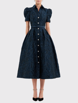 Cascades Short Sleeve Midi Dress - Teal