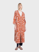 Long Coatigan, Urban Botanic Pattern - Nougat