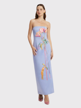 Rayna Embroidered Bustier Maxi Dress - Rose in Periwinkle