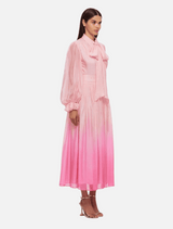 Cassie Tie Neck Midi Dress - Ombre Pink