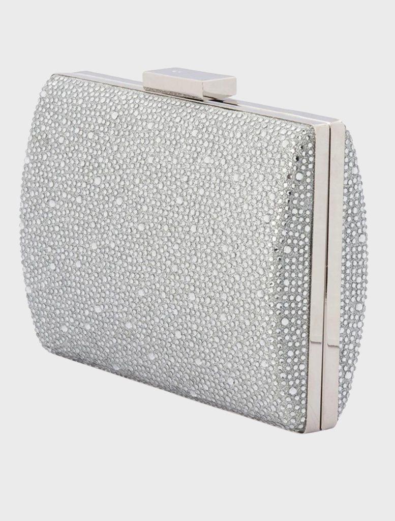 Gabby Metallic Hot Fix Clutch - Silver