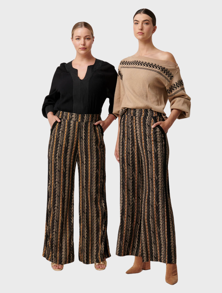 Willow Linen Viscose Pant - Black Bromegrass Print