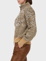 Sequin Cardigan Jacket - Cognac
