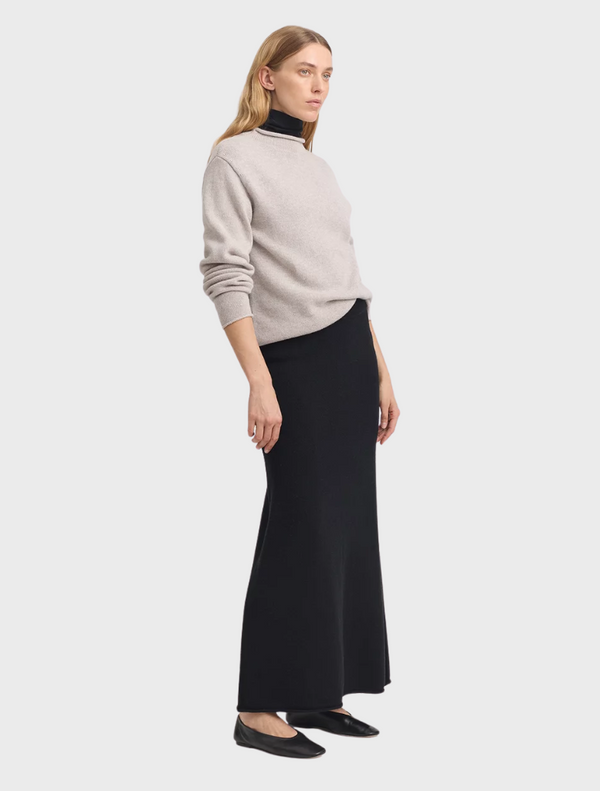 Relaxed Fit Mock Neck Jumper - Light Oat