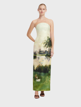 Ava Jacquard Bustier Maxi Dress - Serene Print