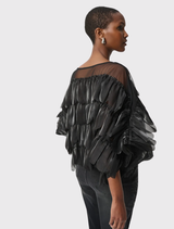 Crystal Organza Novelty Top - Black