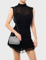 Casey Hot Fix Encrusted Clutch - Black Silver