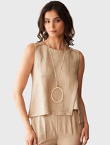 Pleat Shell Top - Sand