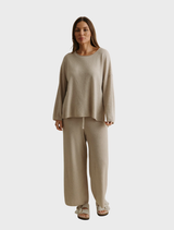 Winter Retreat Merino Cotton Pullover - Wheat