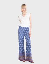 Jacquard Pants, Mediterranean Motif - Navy Blue