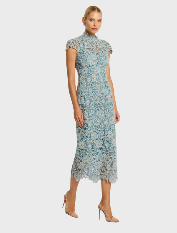 Tiffany Cap Sleeve - Light Blue-Ivory
