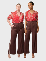 Liora Linen Viscose Stretch Rope Pant - Rustic Twine