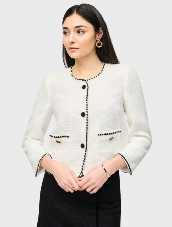 Bouclé Jacket - Winter White/Black