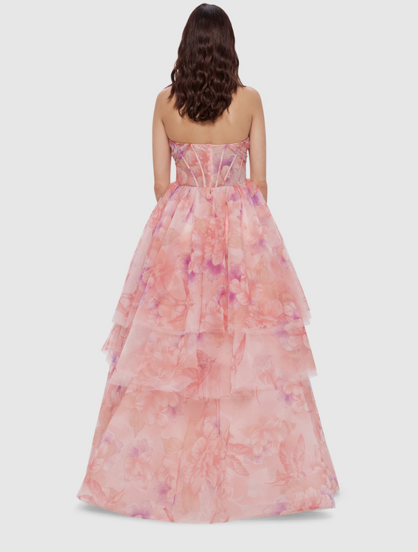 Josephine Tiered Gown - Swallow Print in Lush