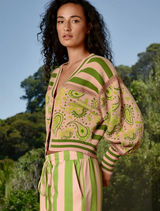 The Main Event  Cardigan - Blush/Green