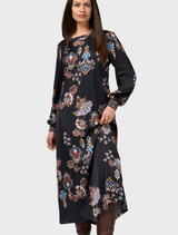 Gilded Lotus Dress - Black Multi