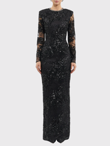 Beau Long Sleeve Gown - Black