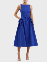 Teles Bow Midi Dress - Ultramarine Blue