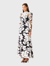 Bloomnoir Long Sleeve Maxi Dress - Black & White