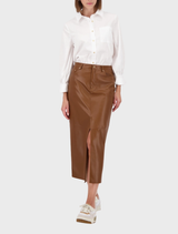Imitation Leather Skirt - Whisky