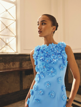 Dali Floral Applique Gown - Blue