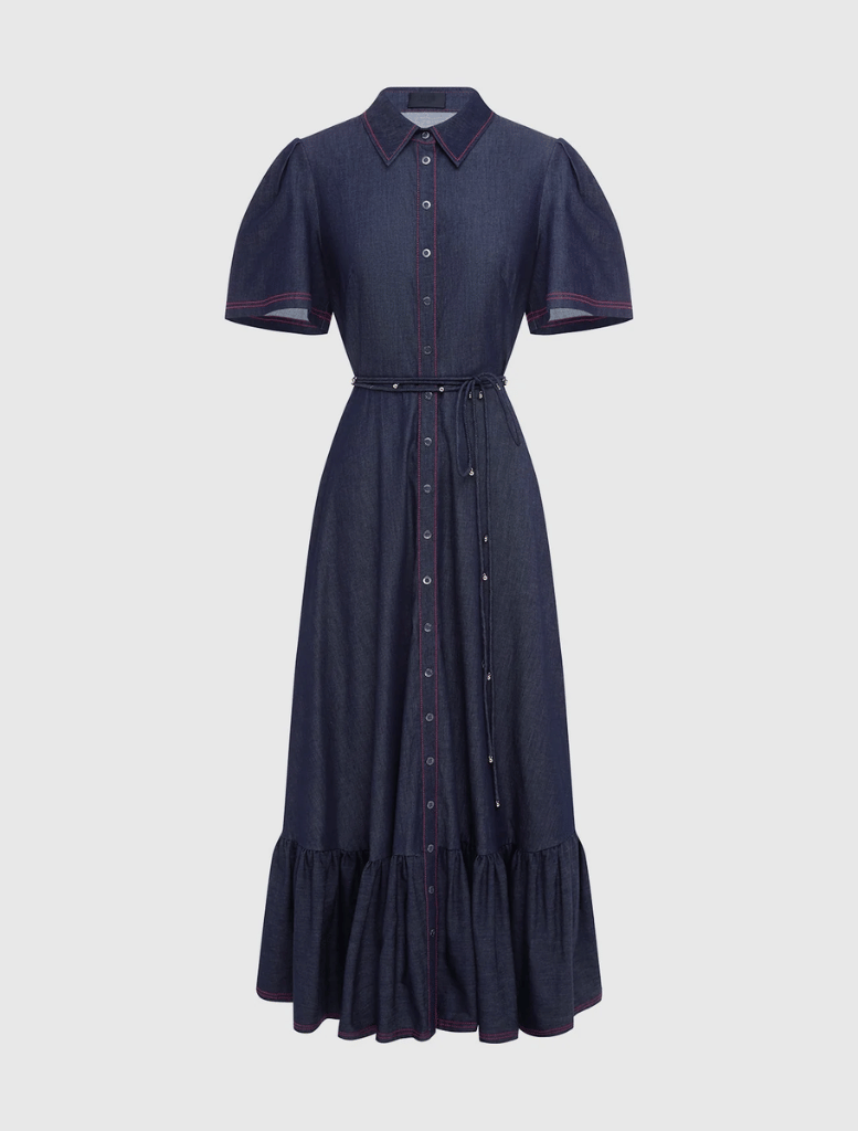 Roberta Denim Midi Dress - Indigo