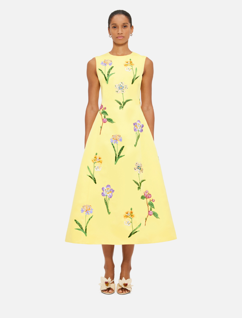Cleo Midi Dress - Wild Flower In Sorbet Yellow