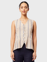 Grace Linen Vest - Cruise Stripe