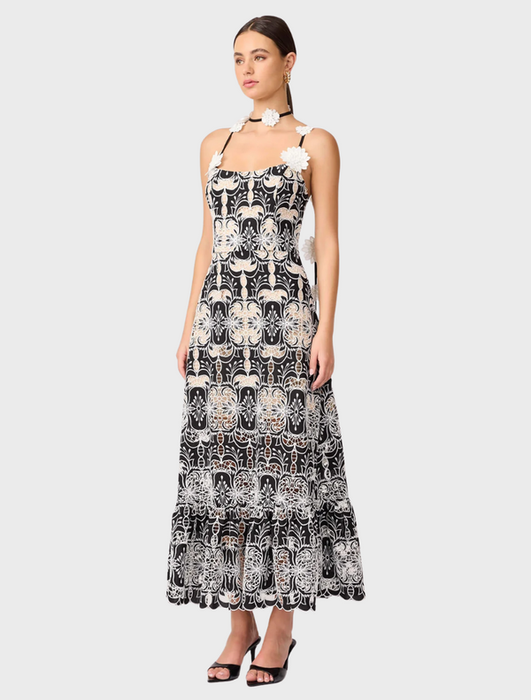 Jolie Midi Dress - Black/White